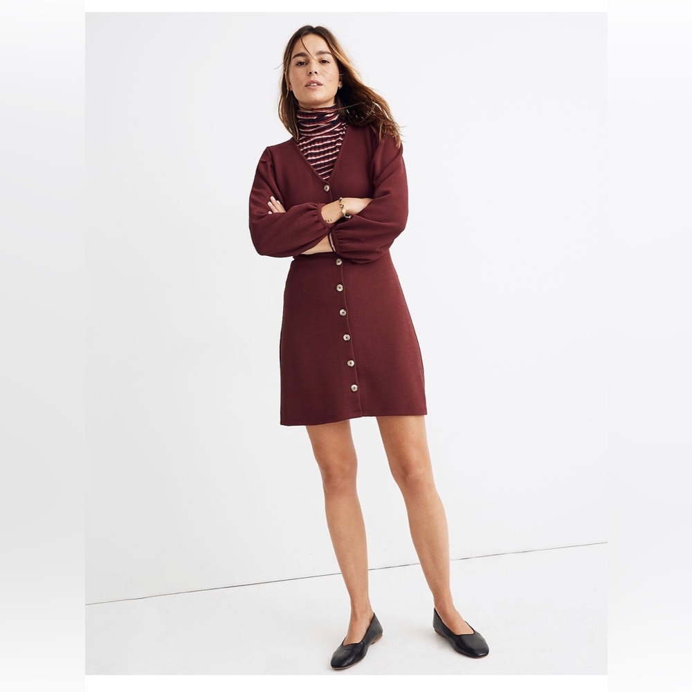 Madewell Texture & Thread Crepe Balloon-Sleeved Dress Medium